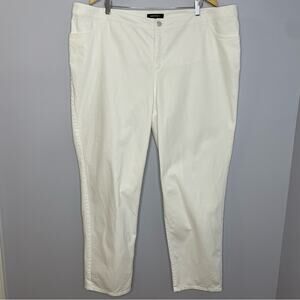 Lafayette 148 New York Skinny High-Waisted White Jeans Stretch Women's 22W